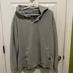Prana Men’s Grey Hoodie with Buttons Size XL Casual Athleisure Sweatshirt